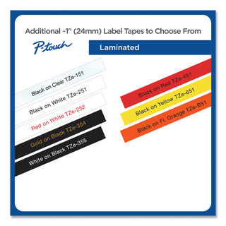 Brother TZe Standard Adhesive Laminated Labeling Tape, 0.94" x 26.2 ft, Black on Yellow (BRTTZE651)