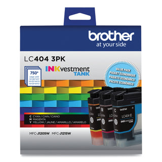 Brother LC4043PK INKvestment Ink, 750 Page-Yield, Cyan/Magenta/Yellow, 3/Pack (BRTLC4043PKS)
