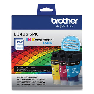 Brother LC4063PK INKvestment Ink, 1,500 Page-Yield, Cyan/Magenta/Yellow, 3 Pack (BRTLC4063PKS)