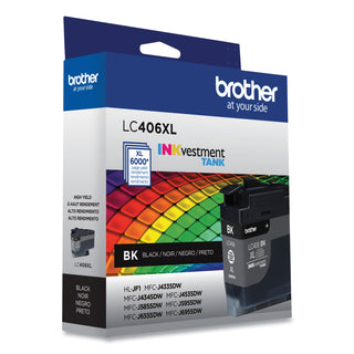 Brother LC406XLBKS INKvestment High-Yield Ink, 6.000 Page-Yield, Black (BRTLC406XLBKS)