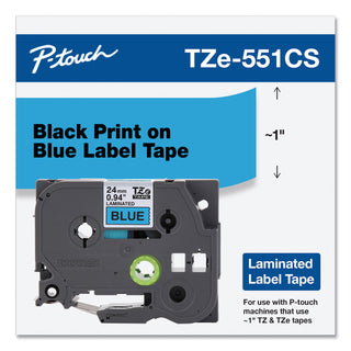 Brother TZe Laminated Removable Label Tapes, 0.94" x 26.2 ft, Black on Blue (BRTTZE551CS)