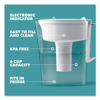 Brita® Small 6-Cup Water Filter Pitcher with 1 Standard Filter, Bright White/Clear (CLO36089EA)