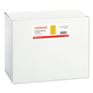 Universal® Catalog Envelope, 24 lb Bond Weight Kraft, #1, Square Flap, Gummed Closure, 6 x 9, Brown Kraft, 500/Box (UNV40105)