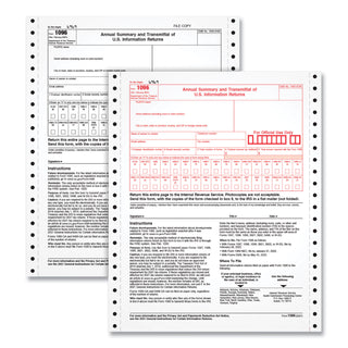TOPS™ 1096 Summary Transmittal Tax Forms, Two-Part Carbonless, 8 x 11, 1/Page, 10 Forms (TOP2202)