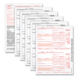 TOPS™ 1099-Div Tax Forms, Five-Part Carbonless, 5.5 x 8, 2/Page, (24) 1099s and (1) 1096 (TOP22973)