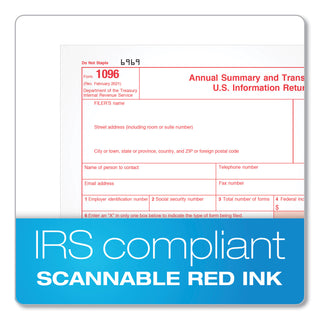 TOPS™ 1096 Summary Transmittal Tax Forms, Two-Part Carbonless, 8 x 11, 1/Page, 10 Forms (TOP2202)