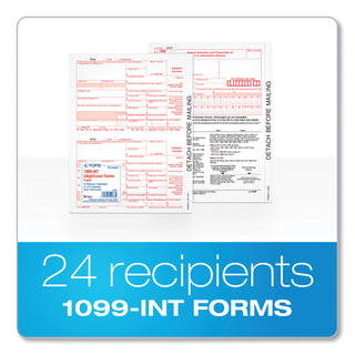 TOPS™ 1099-INT Tax Forms, Five-Part Carbonless, 5.5 x 8, 2/Page, 24 Forms (TOP22983)