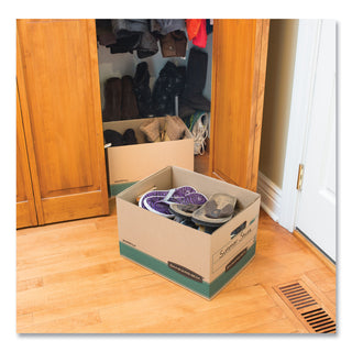 Bankers Box® STOR/FILE Medium-Duty 100% Recycled Storage Boxes, Letter/Legal Files, 12.5" x 16.25" x 10.25", Kraft/Green, 12/Carton (FEL12770)