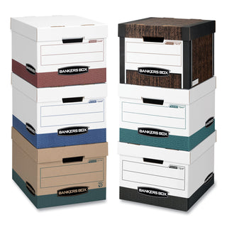 Bankers Box® R-KIVE Heavy-Duty Storage Boxes, Letter/Legal Files, 12.75" x 16.5" x 10.38", White/Green, 12/Carton (FEL07241)
