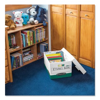 Bankers Box® R-KIVE Heavy-Duty Storage Boxes, Letter/Legal Files, 12.75" x 16.5" x 10.38", White/Green, 12/Carton (FEL07241)