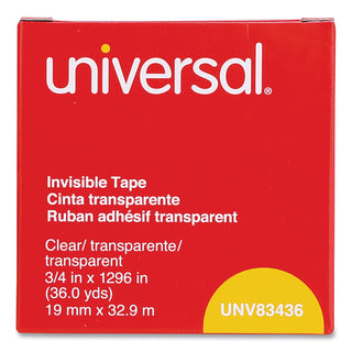 Universal® Invisible Tape, 1" Core, 0.75" x 36 yds, Clear (UNV83436)