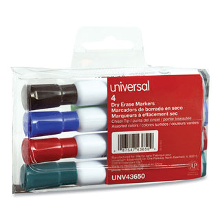 Universal® Dry Erase Marker, Broad Chisel Tip, Assorted Colors, 4/Set (UNV43650)