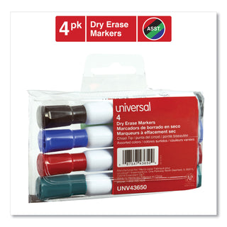 Universal® Dry Erase Marker, Broad Chisel Tip, Assorted Colors, 4/Set (UNV43650)
