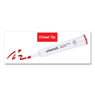 Universal® Dry Erase Marker, Broad Chisel Tip, Red, Dozen (UNV43652)