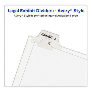 Avery® Preprinted Legal Exhibit Side Tab Index Dividers, Avery Style, 10-Tab, 27, 11 x 8.5, White, 25/Pack (AVE01027)