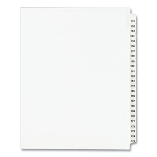 Avery® Preprinted Legal Exhibit Side Tab Index Dividers, Avery Style, 25-Tab, 151 to 175, 11 x 8.5, White, 1 Set (AVE01336)