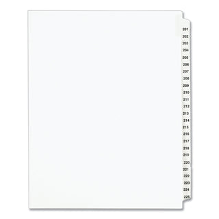 Avery® Preprinted Legal Exhibit Side Tab Index Dividers, Avery Style, 25-Tab, 201 to 225, 11 x 8.5, White, 1 Set (AVE01338)