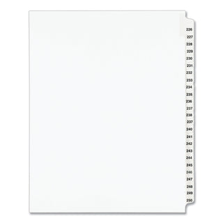 Avery® Preprinted Legal Exhibit Side Tab Index Dividers, Avery Style, 25-Tab, 226 to 250, 11 x 8.5, White, 1 Set (AVE01339)