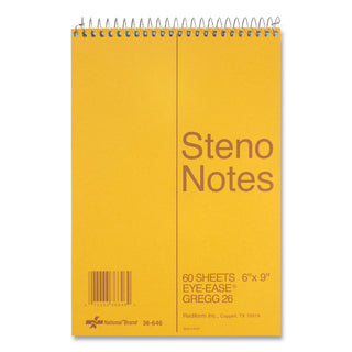 National® Standard Spiral Steno Pad, Gregg Rule, Brown Cover, 60 Eye-Ease Green 6 x 9 Sheets (RED36646)