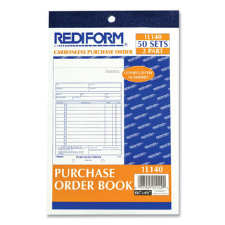 Rediform® Purchase Order Book, 12 Lines, Two-Part Carbonless, 5.5 x 7.88, 50 Forms Total (RED1L140)