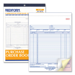 Rediform® Purchase Order Book, 17 Lines, Three-Part Carbonless, 8.5 x 11, 50 Forms Total (RED1L147)
