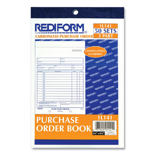 Rediform® Purchase Order Book, 12 Lines, Three-Part Carbonless, 5.5 x 7.88, 50 Forms Total (RED1L141)
