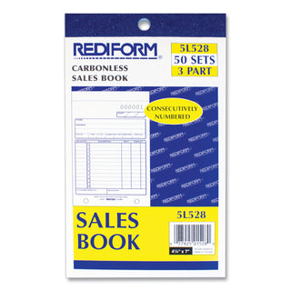 Rediform® Sales Book, 12 Lines, Three-Part Carbonless, 4.25 x 6.38, 50 Forms Total (RED5L528)