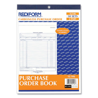 Rediform® Purchase Order Book, 17 Lines, Two-Part Carbonless, 8.5 x 11, 50 Forms Total (RED1L146)