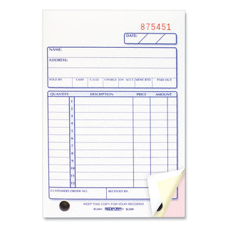 Rediform® Sales Book, 12 Lines, Three-Part Carbonless, 4.25 x 6.38, 50 Forms Total (RED5L528)