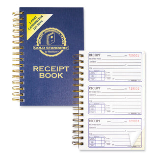 Rediform® Gold Standard Money Receipt Book, Two-Part Carbonless, 5 x 2.75, 3 Forms/Sheet, 225 Forms Total (RED8L829)