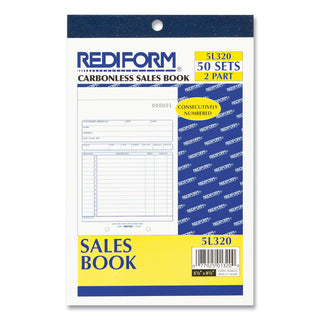 Rediform® Sales Book, 15 Lines, Two-Part Carbonless, 5.5 x 7.88, 50 Forms Total (RED5L320)
