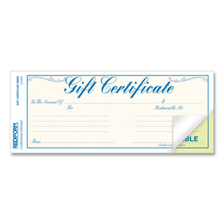 Rediform® Gift Certificates with Envelopes, 8.5 x 3.67, Blue/Gold with Blue Border, 25/Pack (RED98002)