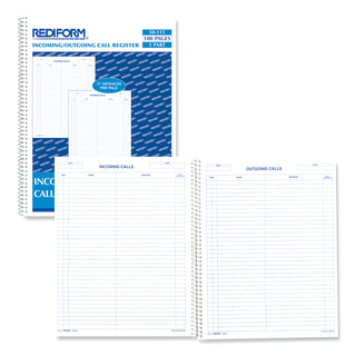 Rediform® Wirebound Call Register, One-Part (No Copies), 11 x 8.5, 100 Forms Total (RED50111)