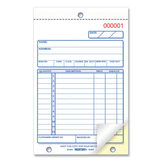 Rediform® Sales Book, 12 Lines, Two-Part Carbonless, 4.25 x 6.38, 50 Forms Total (RED5L527)