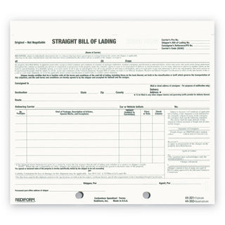 Rediform® Snap-A-Way Bill of Lading, Short Form, Three-Part Carbonless, 7 x 8.5, 250 Forms Total (RED44301)