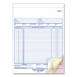 Rediform® Purchase Order Book, 17 Lines, Three-Part Carbonless, 8.5 x 11, 50 Forms Total (RED1L147)