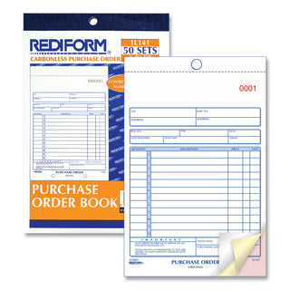 Rediform® Purchase Order Book, 12 Lines, Three-Part Carbonless, 5.5 x 7.88, 50 Forms Total (RED1L141)