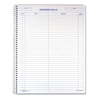 Rediform® Wirebound Call Register, One-Part (No Copies), 11 x 8.5, 100 Forms Total (RED50111)