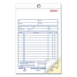 Rediform® Purchase Order Book, 12 Lines, Two-Part Carbonless, 5.5 x 7.88, 50 Forms Total (RED1L140)