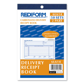 Rediform® Delivery Receipt Book, Three-Part Carbonless, 6.38 x 4.25, 50 Forms Total (RED6L614)