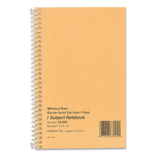 National® Single-Subject Wirebound Notebooks, Narrow Rule, Brown Paperboard Cover, (80) 7.75 x 5 Sheets (RED33002)