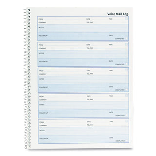 Rediform® Follow-up Wirebound Voice Mail Log Book, One-Part (No Copies), 7.5 x 2, 5 Forms/Sheet, 500 Forms Total (RED51114)
