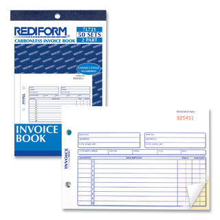 Rediform® Invoice Book, Two-Part Carbonless, 5.5 x 7.88, 50 Forms Total (RED7L721)