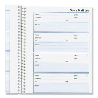 Rediform® Detail Wirebound Voice Mail Log Book, One-Part (No Copies), 5 x 1.63, 6 Forms/Sheet, 600 Forms Total (RED51113)