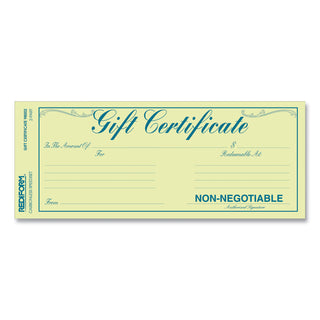 Rediform® Gift Certificates with Envelopes, 8.5 x 3.67, Blue/Gold with Blue Border, 25/Pack (RED98002)