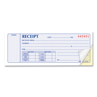 Rediform® Receipt Book, Two-Part Carbonless, 7 x 2.75, 4 Forms/Sheet, 100 Forms Total (RED8L800)
