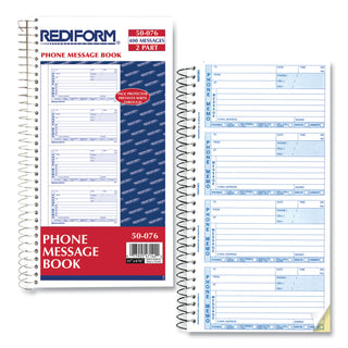 Rediform® Telephone Message Book, Two-Part Carbonless, 5 x 2.75, 4 Forms/Sheet, 400 Forms Total (RED50076)