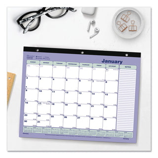 Brownline® Monthly Desk Pad Calendar, 3-Hole Punched, 11 x 8.5, White/Blue/Green Sheets, Black Binding, 12-Month (Jan to Dec): 2026 (REDC181721)