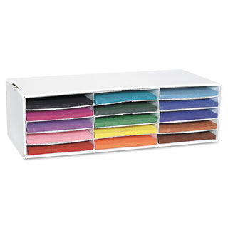 Pacon® Classroom Keepers Letter-Size Construction Paper Sorter/Storage Box, 15 Sections, 29 1/4" x 12 7/8" x 9 3/8", White (PAC001310)