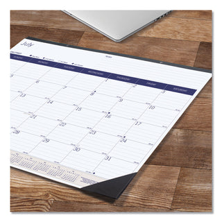 Blueline® DuraGlobe Academic Desk Pad Calendar, 22 x 17, White/Blue/Gray Sheets, Black Headband, 13-Month: July 2025 to July 2026 (REDCA177227)
